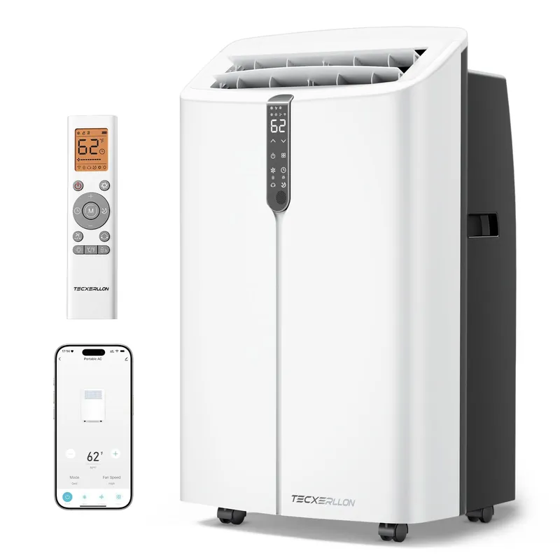 TECXERLLON 16000 BTU Portable Air Conditioner with App Control, Cools Rooms up to 850 Sq. Ft., 4-in-1 Smart Portable AC Unit with Dehumidifier, Fan & Sleep Mode for Bedroom Office Apartment