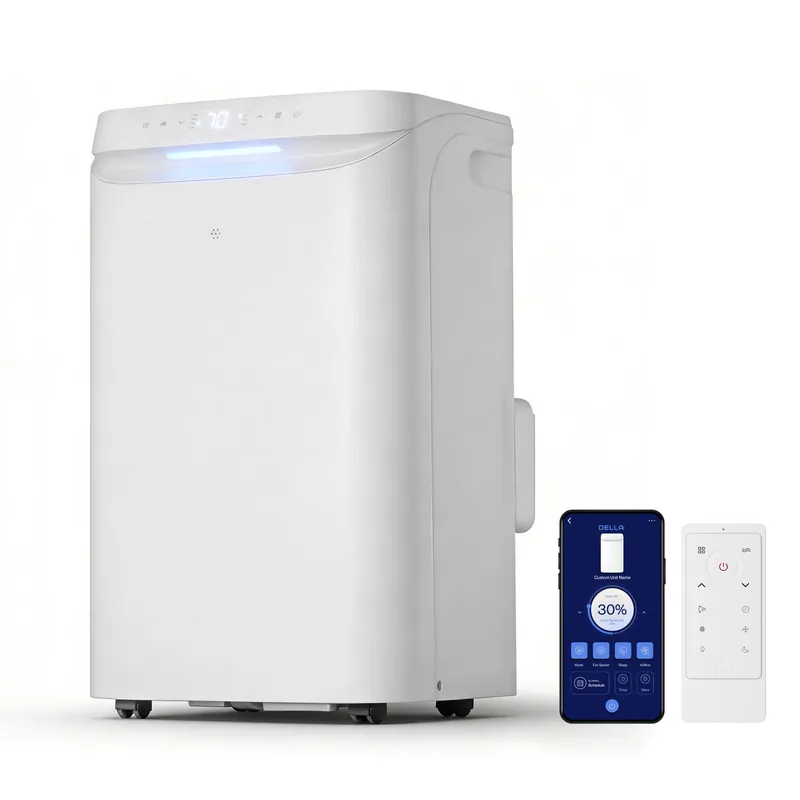 DELLA Sylro Series Smart Portable Air Conditioner, 14,000 BTU Drainage-Free Energy Efficient Cooling AC Units, 49dB Quiet for Bedroom, WiFi App/Voice/Remote Control, Fits 20.5"–67.3" Windows