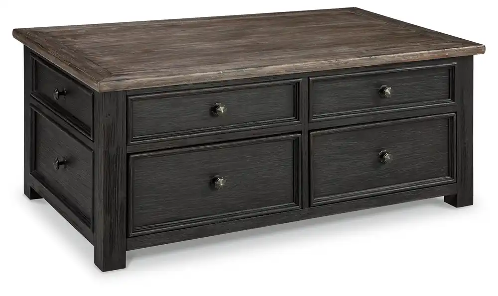 Signature Design by Ashley Tyler Creek Rustic Farmhouse Lift Top Coffee Table with Drawers, Brown & Black