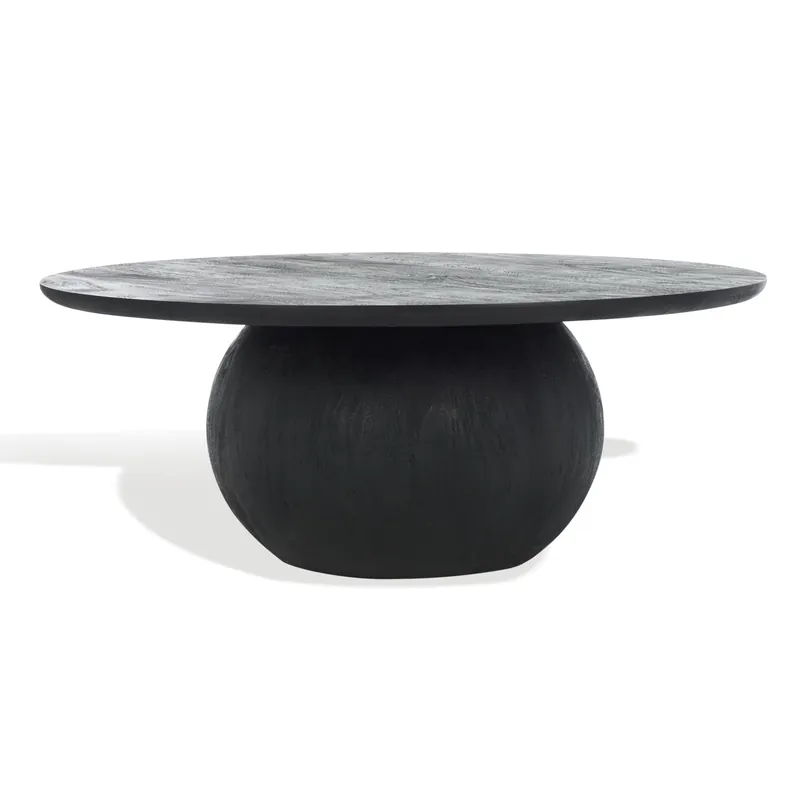SAFAVIEH Couture Collection Gabribella Black Solid Wood Round Coffee Table