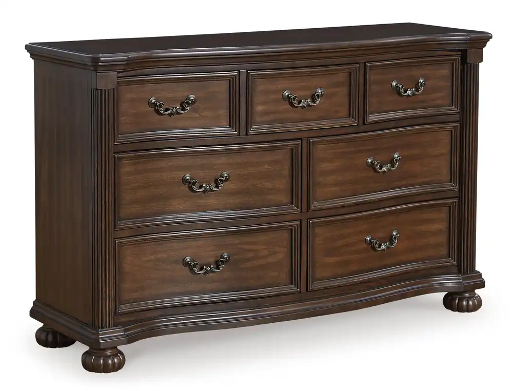 Signature Design by Ashley Lavinton Traditional Dresser with 7 Smooth-Gliding Drawers and Felt-Lined Top Drawer for Bedroom, Dark Brown, 60‘ W x 18.63‘ D x 37.5‘ H