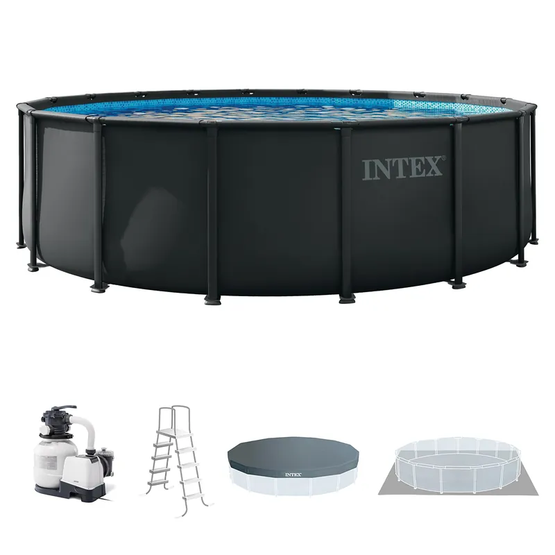 INTEX Ultra XTR 18 ft x 52 in Above Ground Pool Set, Round Swimming Pool with Steel Frame, 2100 GPH Sand Filter Pump, Ladder, Cover, & Ground Cloth
