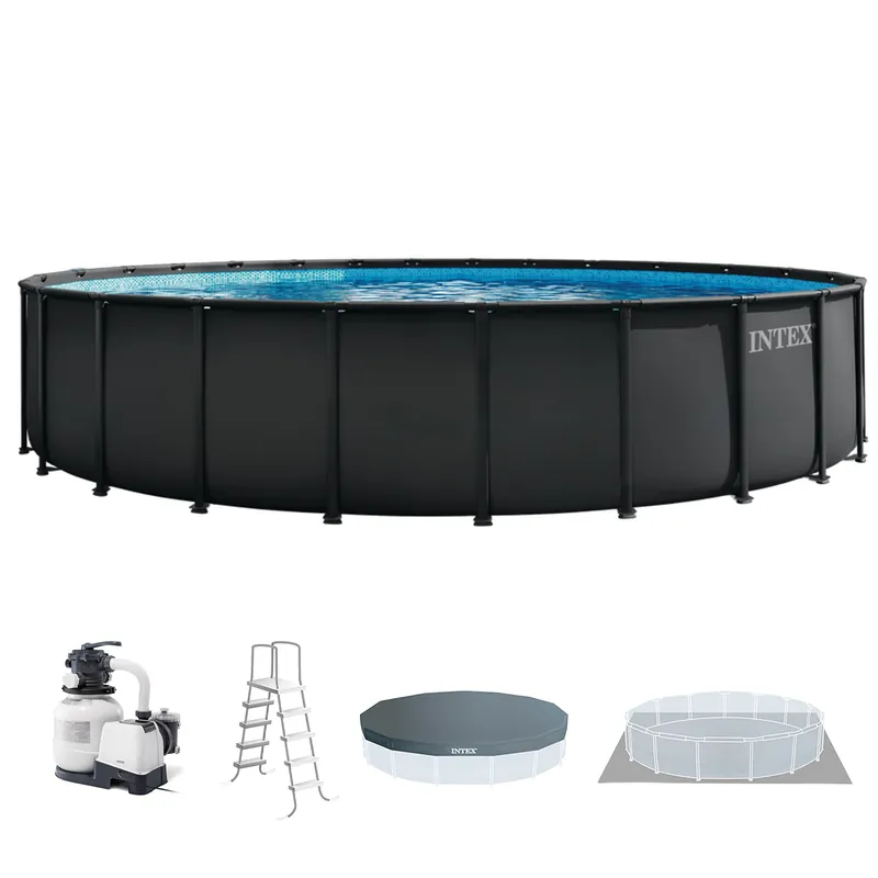 INTEX Ultra XTR 26 ft x 52 in Above Ground Pool Set, Round Swimming Pool with Steel Frame, 2800 GPH Sand Filter Pump, Ladder, Cover, & Ground Cloth