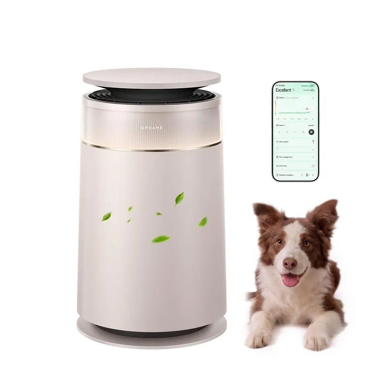 Dreame HEPA Air Purifier with Self-Cleaning Pet Hair, Suck Up Floating Cat Dog Hair Dander for Home Large Room, 4 Filters Smart Air Cleaner for Pet Odor Purification, APP & Voice Control, FP10-Beige
