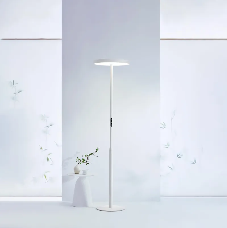 Modern Floor Lamp, Natural 10 AM Daylight Full Spectrum Standing Light for Bedroom Living Room Office, Double-Sided Illumination, Dual-Light Design, 7200LM, 4000K, White Floor Lamp, 36000+H Lifetime