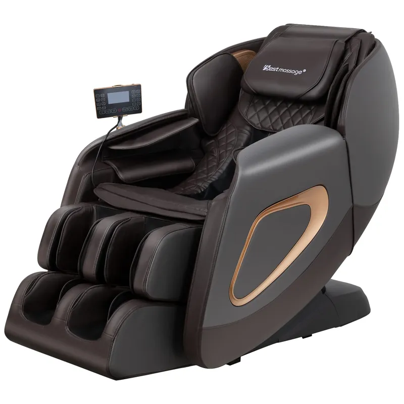 Massage Chair,Full Body Zero Gravity SL Track Massage Chair Recliner Chair with Smart Large Screen Bluetooth Speaker Built-in Heat Therapy Foot Roller Air Massage System for Home Office,Grey