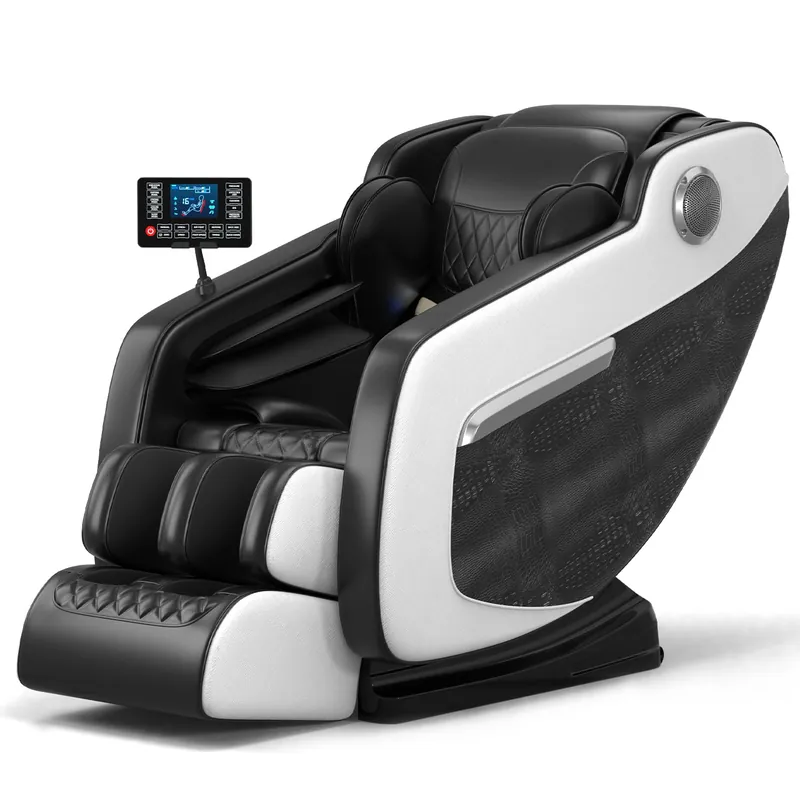 AVSAMOQ Massage Chair Full Body, Zero Gravity Massage Chair Recliner with Air Pressure, 8 Fixed Massage Rollers, Heating, Foot Roller, Bluetooth Speaker, for Home Office Men Women (Black)