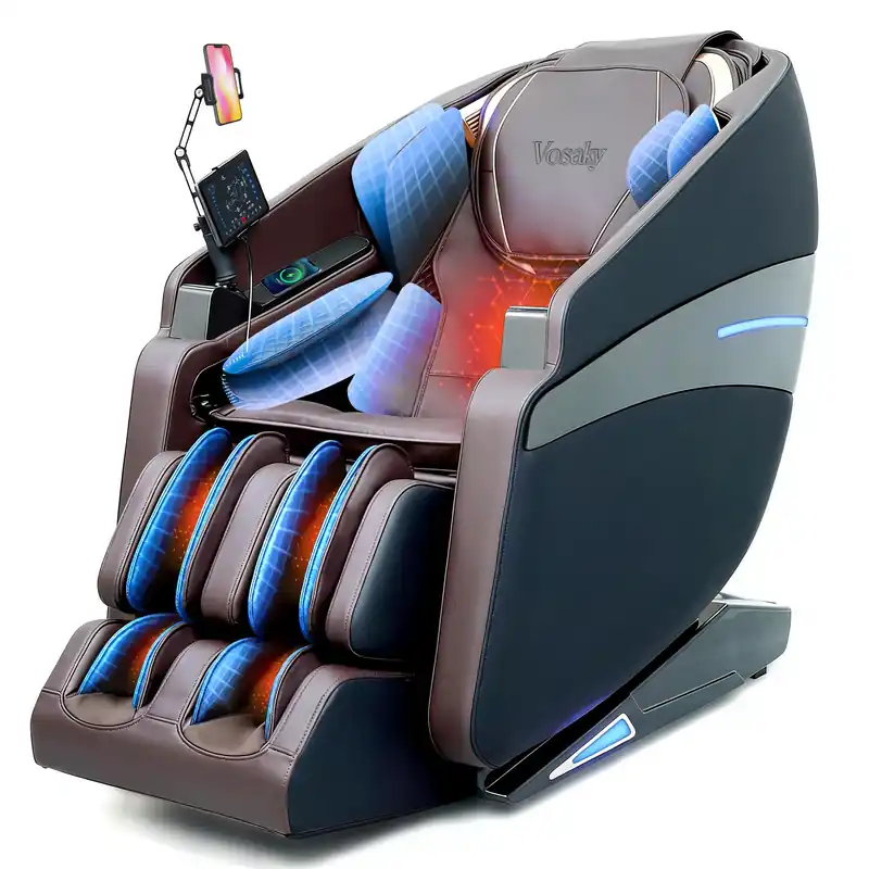 Vosaky 4D Massage Chairs Full Body Recliner with Heat Zero Gravity 57‘‘ SL Track Shiatsu Massage Chair for Home Office with AI Voice, 7" Touch Screen, Wireless Charging,Neck & Shoulder Relief