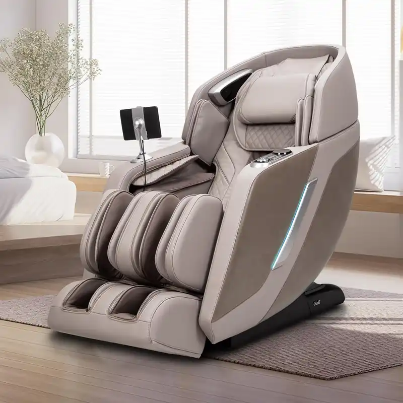 Titan 4D Ultima Shiatsu Massage Chair Full Body Air Bag Massage Zero Gravity Reclining SL-Track 4D Massage Strong Foot Massage Touchscreen Remote Controller Ultimate Relaxation (Taupe)