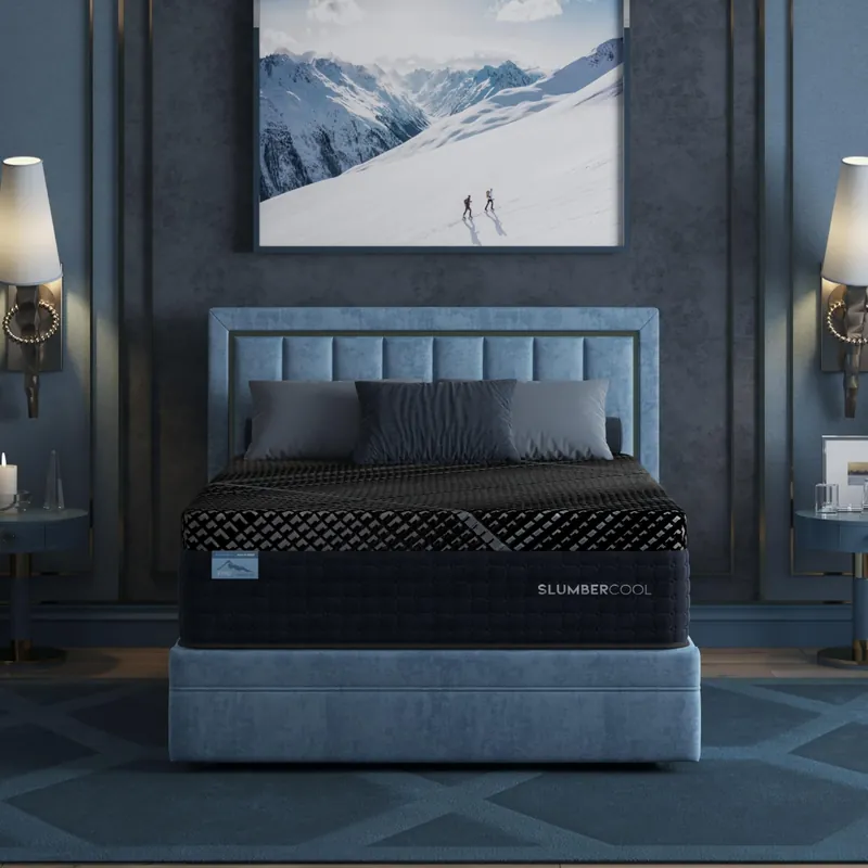 SlumberCool MAX Hybrid 3Z PRO Plush Firm 14” Cooling Mattress – SPLITHEAD King GlacierTex MAX Cover, TheraGEL Mineral Memory Foam, Zoned Lumbar Support Coils, Hybrid for Back & Stomach Hot Sleepers