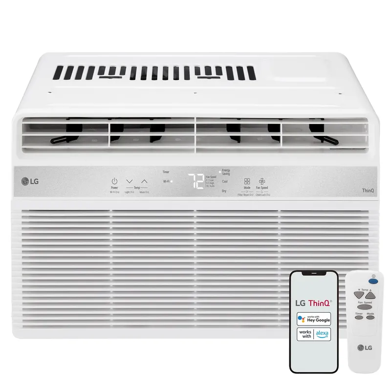 LG 8000 BTU Window Air Conditioner [2024 New] Remote Control WiFi Enabled App Washable Filer Ultra-Quiet Cools 350 Sq. ft for Small & Medium Room AC Unit air conditioner Easy Install White LW8024RSMX