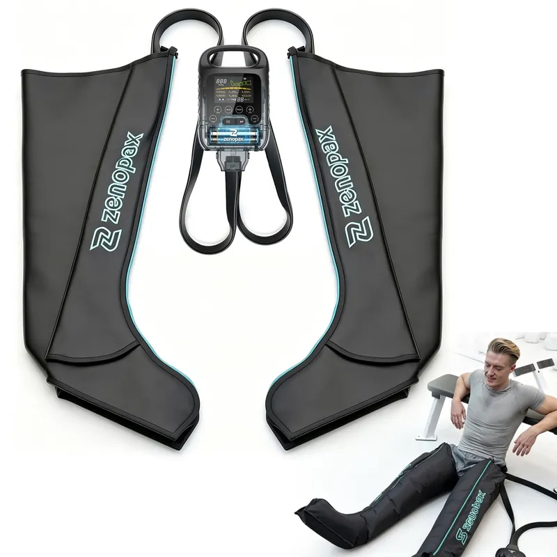Leg Compression Massager, Full Leg Overlapping Airbags Air Compression Leg Massager for Circulation and Pain, 8 Pressure Levels, 6 Smart Modes and 4 Timers, Long-Lasting Battery, FSA-HSA Eligible