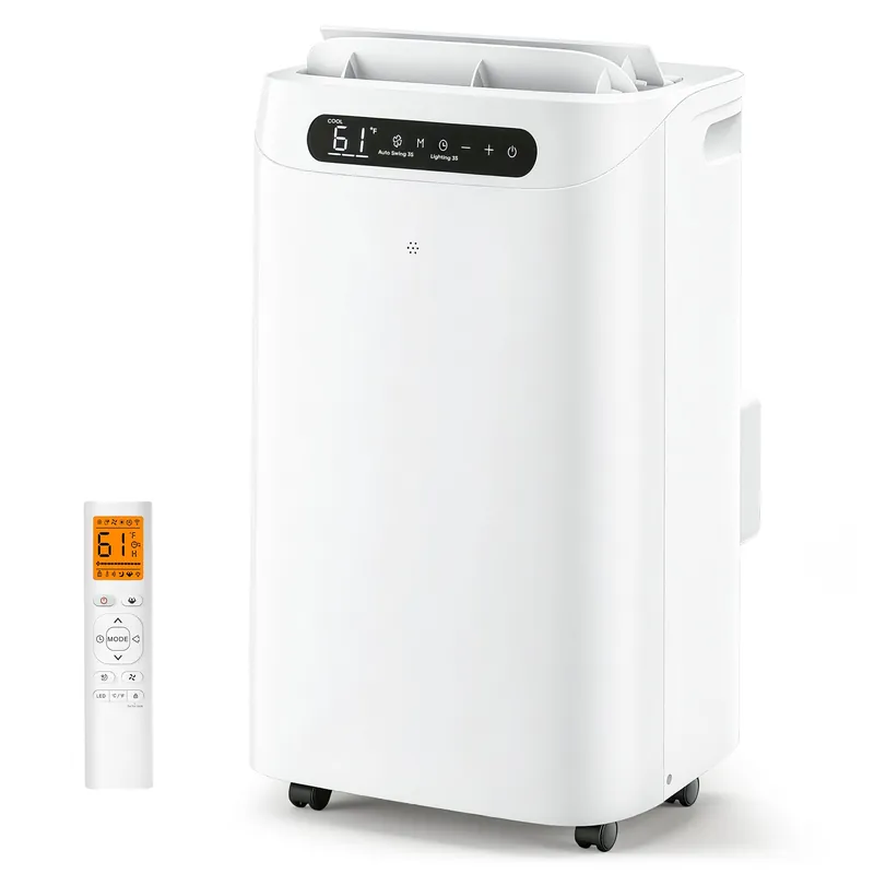 14000 BTU Portable Air Conditioners, Cools Up to 700 Sq.Ft, Portable AC Unit with Remote Control, Cooling, Fan, Dehumidification, Sleep Mode& Installation Kits for Large Rooms, White