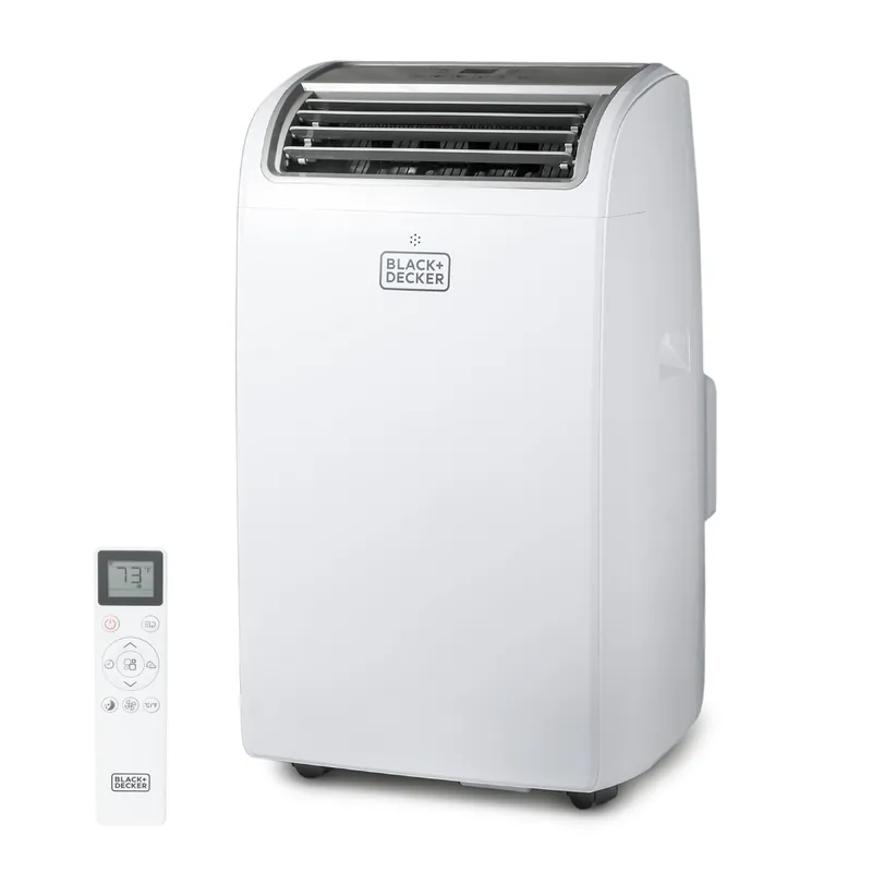 BLACK+DECKER Portable Air Conditioner with Heat, 14,000 BTU with 12,000 BTU Heating for Rooms Up To 700 Sq. Ft., Portable AC with Follow Me Remote Control, BPT10HWTB, White