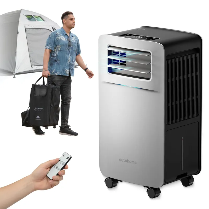 FO-KOKO 5200 BTU Portable Camping Air Conditioner, 4-in-1 Quiet Small AC Unit with 400W Low Power, Windowless AC for Tent, RV, Truck, Van, Car, Garage, Indoor & Outdoor Use(Silver)