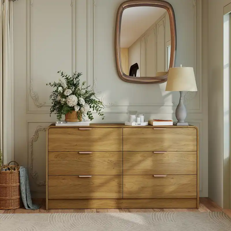 blini 6-Drawer Dresser for Bedroom, 55" Wide Wooden Chest of Drawers Modern Dressers & Chests of Drawers for Living Room, Entryway, Home Office