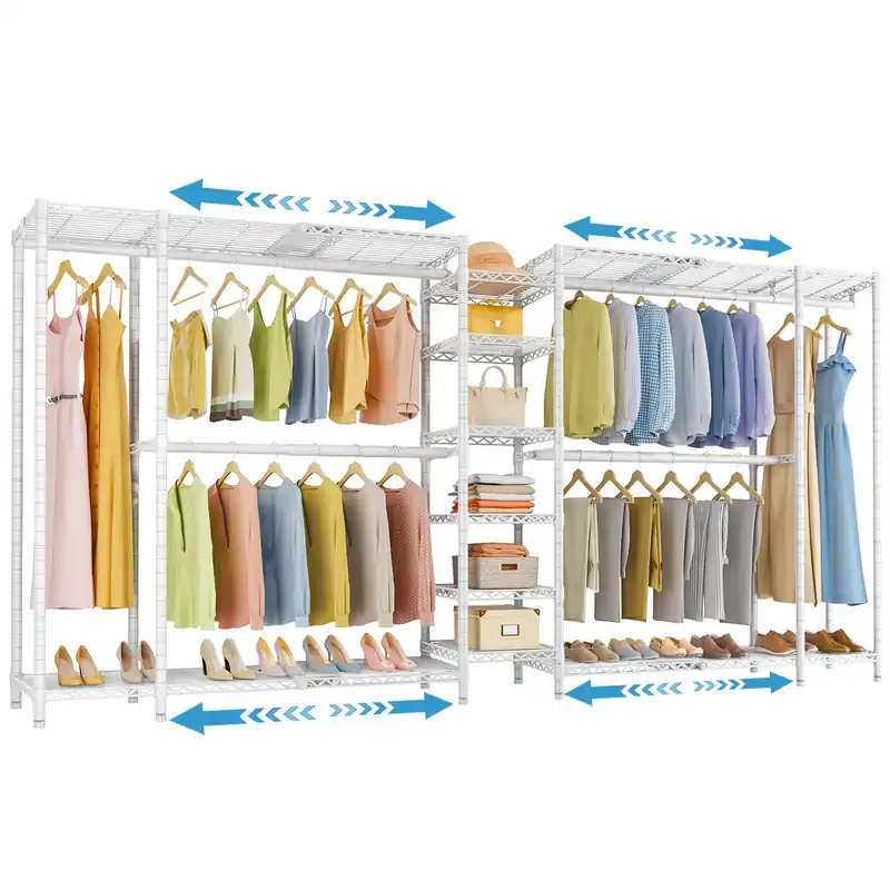 VIPEK X5 Extra Large Expandable Clothes Rack Adjustable from 7‘8" to 10‘5", Reach-in Closet Metal Clothing Racks Walk-in Freestanding Wardrobe Portable Closets, White