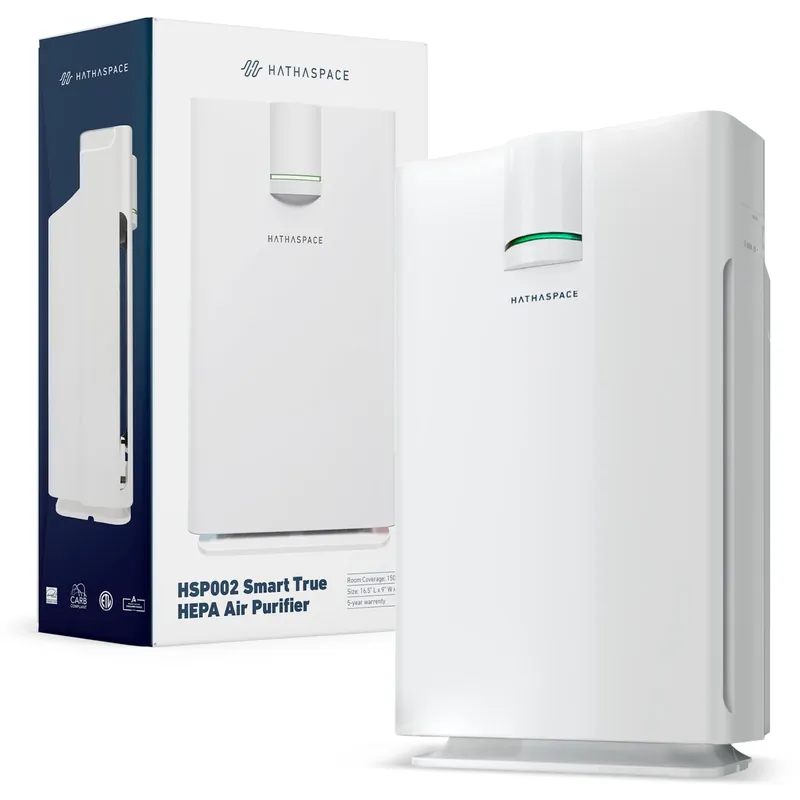 HATHASPACE Smart Air Purifiers - True HEPA Air Purifier, Cleaner & Filter for Allergies, Smoke, Pets - Eliminator of 99.9% of Dust, Pet Hair, Odors - HSP002-1500 Sq. Ft.
