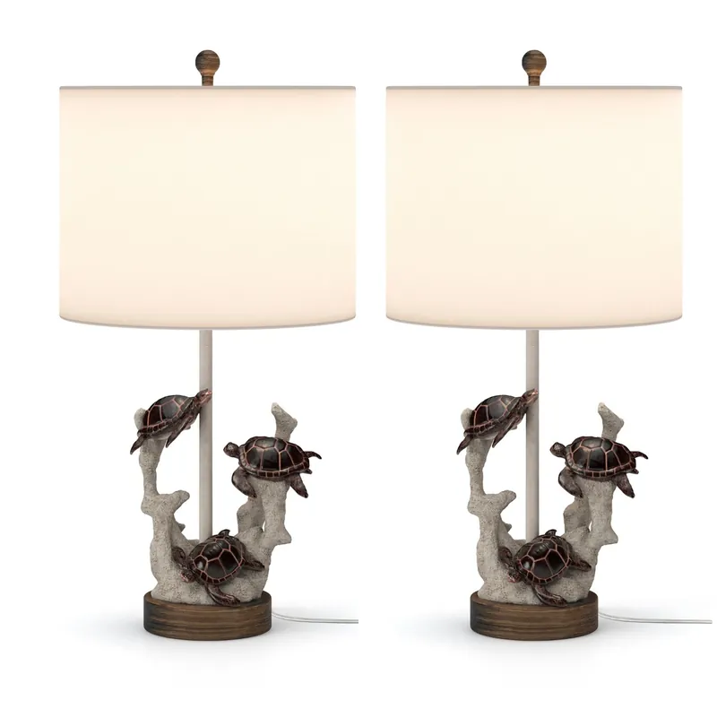 Sea Winds Trading Lux Lighting 27‘‘ Turtles Coastal Seaside Table Lamps (Set of 2) 3-Way Switch