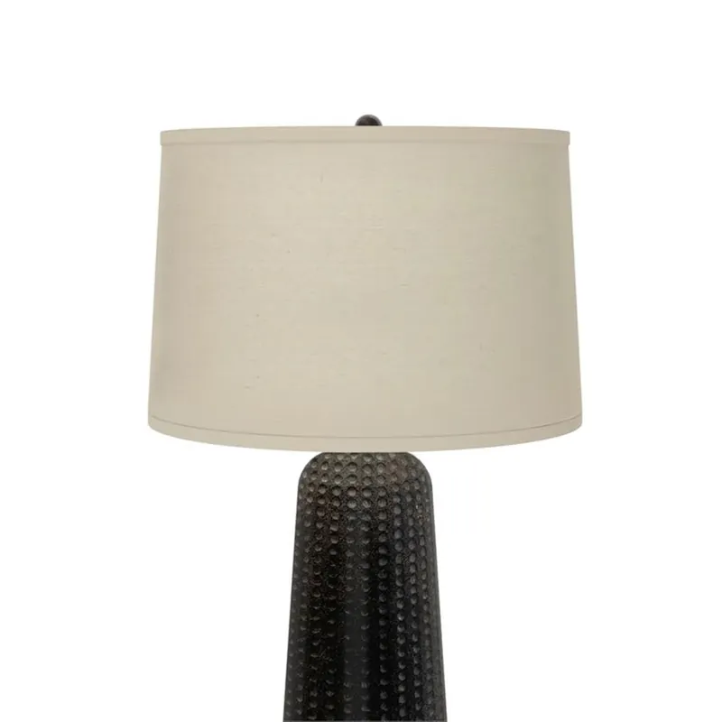 Pemberly Row Contemporary 31" Table Lamps, Brown Resin Base, Set of 2, Handmade Design with Linen Shade, 3-Way Switch for Living Room, Bedroom, or Entryway Lighting