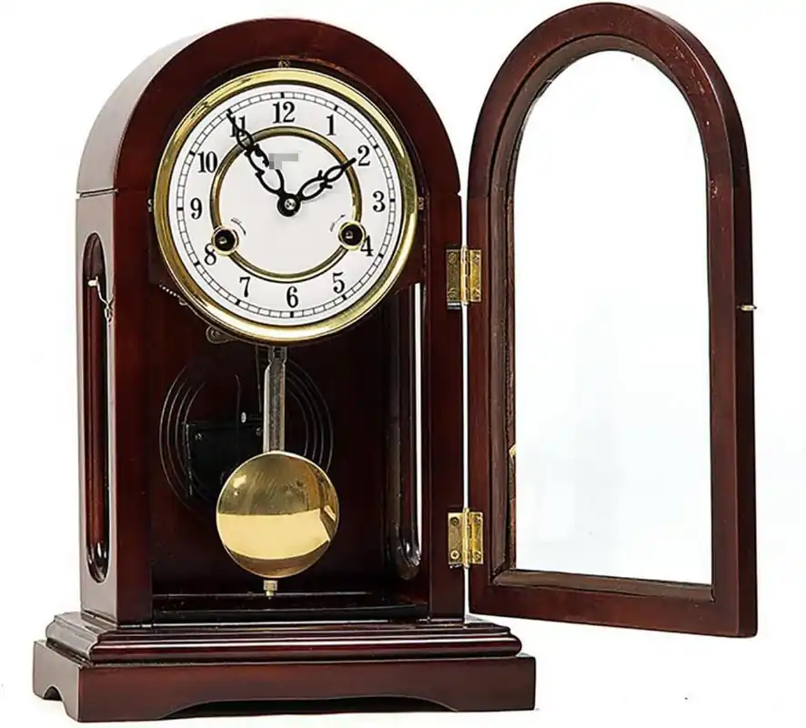 Wooden Pendulum Mantel Clock with Westminster Chimes Mechanical Table Clock for Living Room, Office, Home Decor