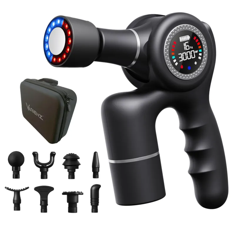 VARIENZ VM PRO Deep Tissue Massage Gun – Percussion Body Massager with Heat & Cold Therapy for Pain Relief, Muscle Recovery, 15 Speeds, 90° Rotation, Quiet Brushless Motor, Extra Battery Included