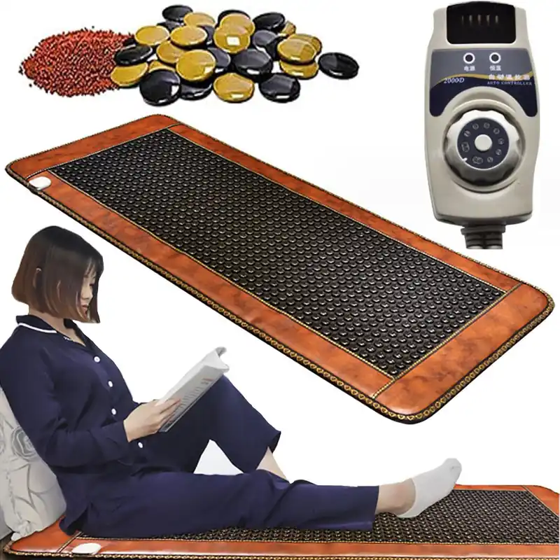 ICEMOB Full Body Massage Mat with Heat,50X150cm Far Infrared Jade Amethyst Heat Stone Mat,Germanium Infrared Pad,Adjustable Temperature,for Office,Home,Travel