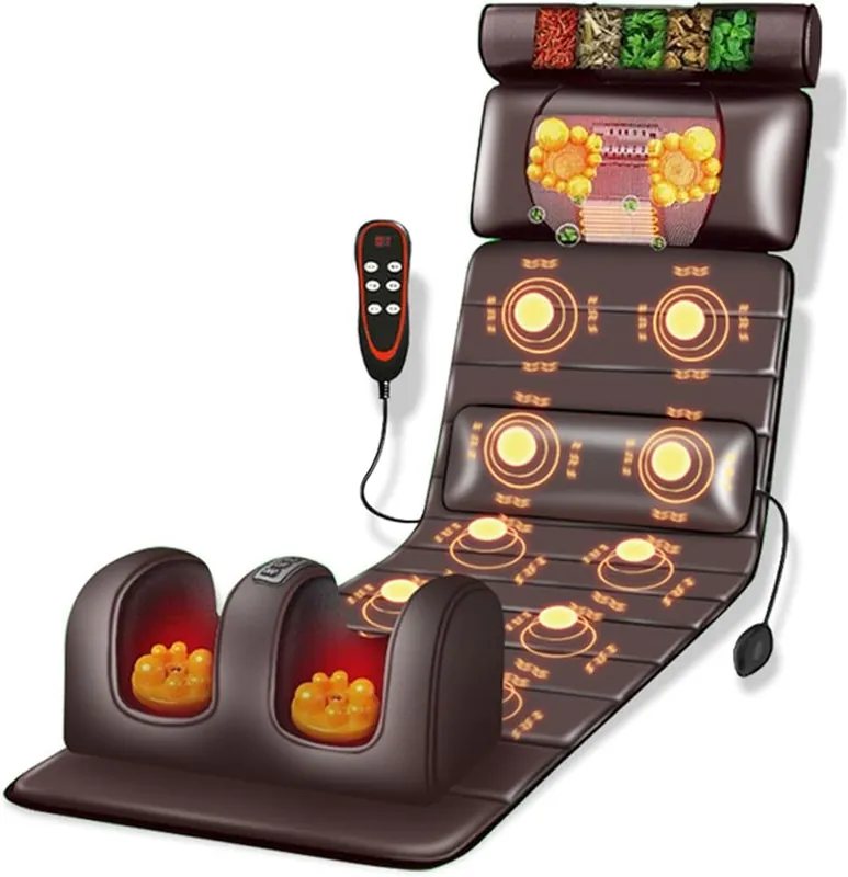Full Body Massage Mat with Heat & Vibrating Nodes - Ultimate Muscle Relaxation & Pain Relief, Portable & Comfortable, Perfect for Home or Office Use