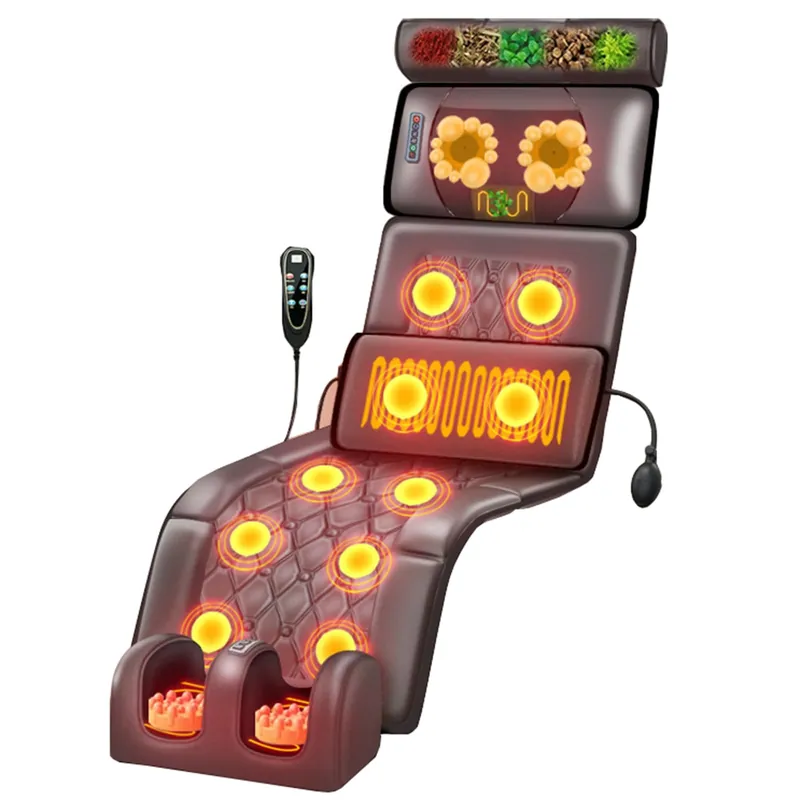 Heating Massage Mat - Full Body Massage Bed with 10 Motors, 9 Adjustable Modes & Timer, Back Pain Relief, Portable & Foldable, Auto Shut Off, Ideal for Relaxation (Color B)