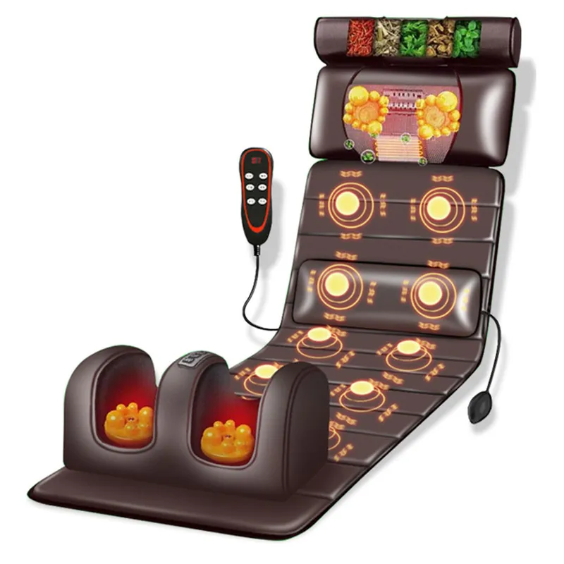 Full Body Massage Mat with Heat & Vibration, Adjustable Neck & Back Pillows for Ultimate Muscle Relaxation and Stress Relief