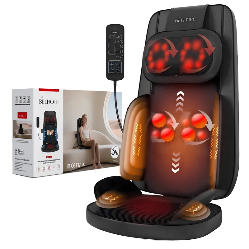 YOSSMO Shiatsu Neck and Back Massager with Heat, Back Massager for Pain Relief Deep Tissue, 8D Kneading Massage Chair Pad for Home Office, Gifts for Men Women