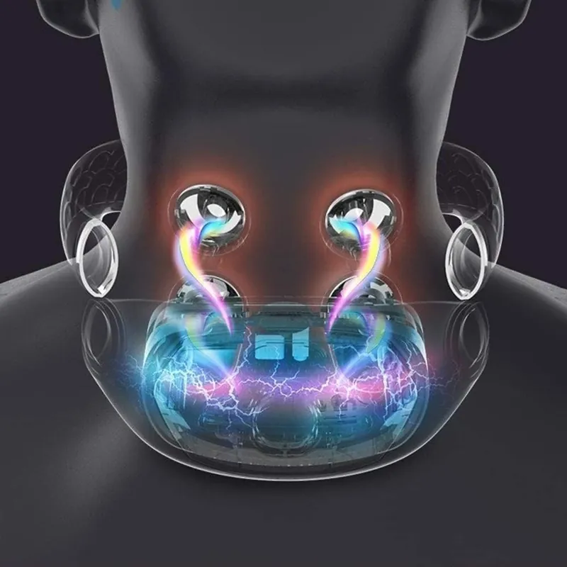 HCUCTOS Intelligent Portable Neck Massage with Heat Cordless, 6 Modes 16 Levels Smart Deep Tissue Trigger Point Use at Home