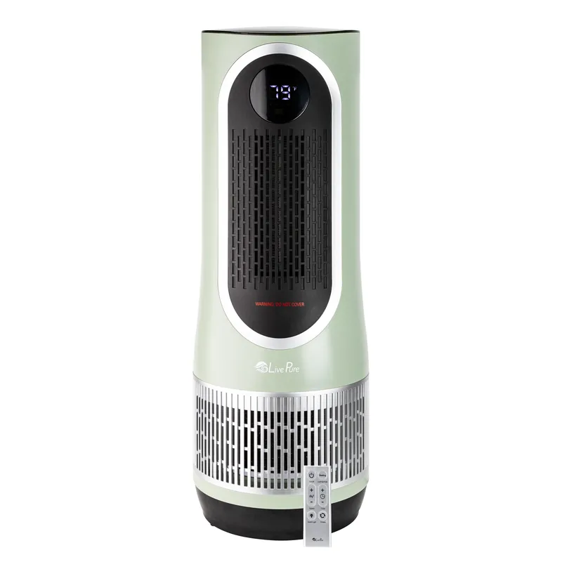 LivePure 3-in-1 LP520 Clean Heat Air Purifier & Electric Heater – Oscillating Portable Heater with 2 Heat Modes and Air Filtration – Heater for Indoor Use in Bedrooms, Home Office & Apartments, Sage