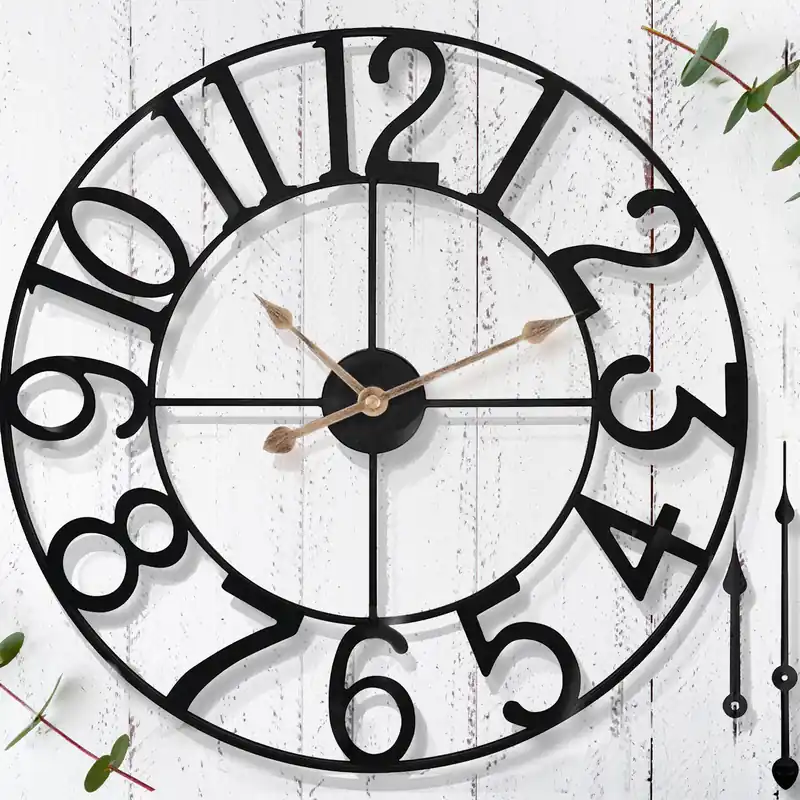30 in Extra Large Outdoor Clock – Waterproof Outdoor Indoor Wall Clock for Patio/Pool Area – Farmhouse Decorative Outdoor Clocks Sient Battery Operated – Vintage Outside Clock for Garden, Backyard