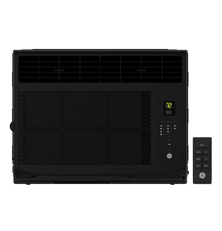 GE 6,000 BTU Electronic Window Air Conditioner, Black Compact AC Cools Rooms up to 250 sq ft, Digital Controls with Remote, Energy Saver Mode, 24Hr Timer, Easy Install Kit Included