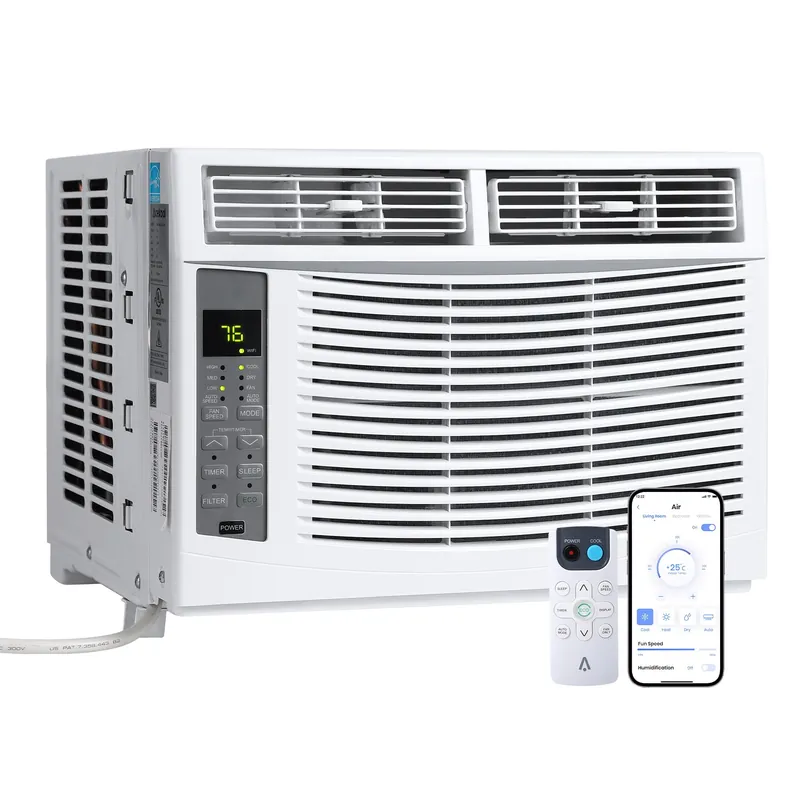 Smart 6000 BTU Window Air Conditioner with WiFi, Window AC Unit with Remote & App Control, Timer Function & Easy Install Kit, Cools Up to to 350 Sq. ft., for Bedroom, Living Room