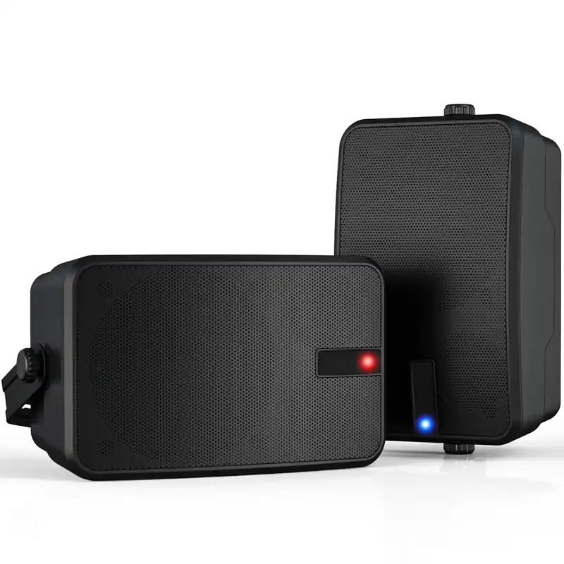 ZYUWM 400W AC-Powered Outdoor Bluetooth Speakers Wireless Sync 100+ Speakers IPX5 Waterproof Wall Mount for Party, Patio, Porch, Garage (Pair, Black)