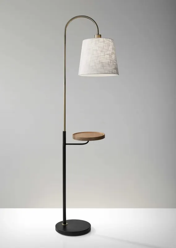 212 Main Brass Metal & Fabric Shelf Floor Lamp 11 x 18.5 x 65 in.