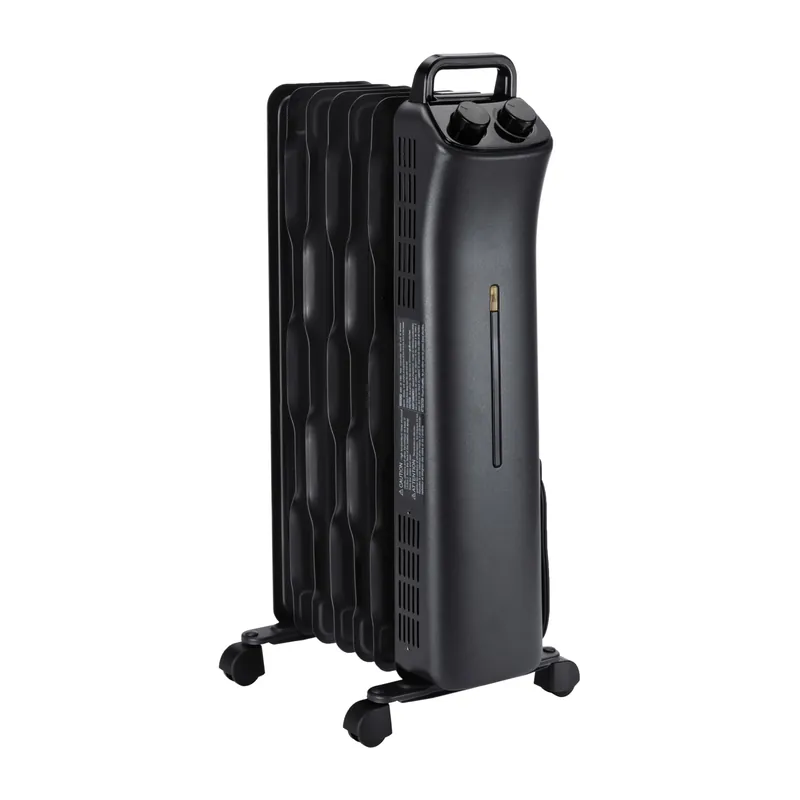 Amazon Basics Portable Oil Space Heater with 7 Oil-Filled Fins, 3 Heat Settings, Adjustable Thermostat, Tip-Over and Overheat Protection, ETL Safety Certificate, 1500W, Black