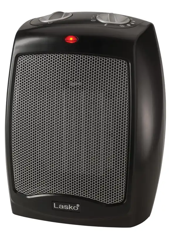 Lasko CD09250 Ceramic Adjustable Thermostat Tabletop or Under-Desk Heater, 9 Inches High, Black