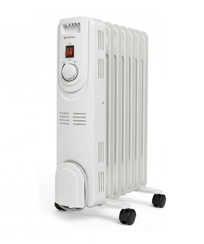 Comfort Zone Electric Oil-Filled Radiant Radiator Space Heater, Never Refill, Adjustable Thermostat, Tip-Over Switch & Overheat Protection System, Ideal for Home, Bedroom, & Office, 1,200W, CZ7007J