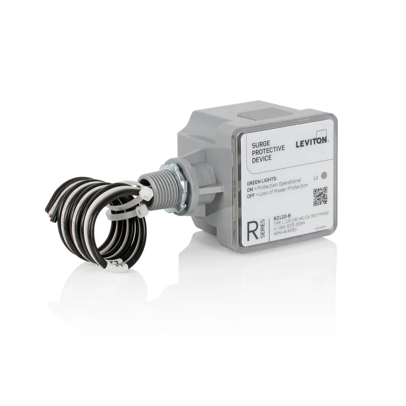 Leviton Type 1 Surge Protective Panel, Residential Home Surge Protection, 120/240 VAC, Split Phase, 36kA per Phase, R2120-B SPD
