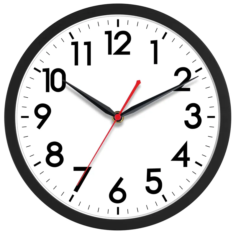 AKCISOT 14 Inch Wall Clock Silent Non-Ticking Modern Wall Clocks Battery Operated - Analog Classic Clock for Office, Home, Bathroom, Kitchen, Bedroom, School, Living Room(Black)