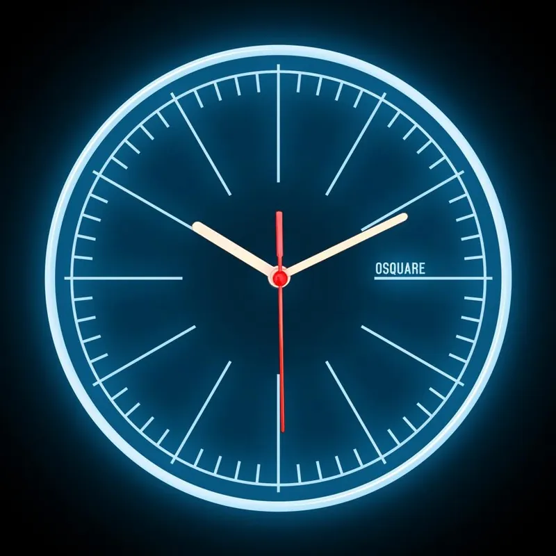 Newstarsign 25ck1491 OSQUARE Home Decor Shop Living Room Man Cave Garage Illuminated Designer Wall Clock Flexible Flex Neon Clock 7 Colors 10" (Ice Blue)