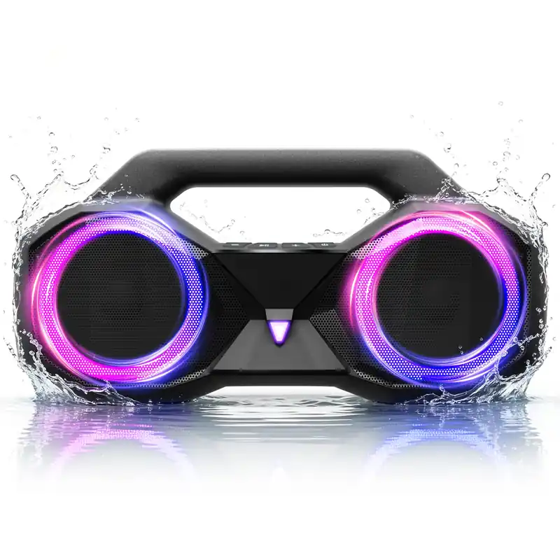 Bluetooth Speaker 80W(Peak)Loud with Bass, 20H Playtime, IPX7 Waterproof, RGB Lights, TWS, Large Portable Wireless Speakers for Outdoor, Home, Party, Pool, Beach, Tailgating, Gym, Work, Gifts (Black)