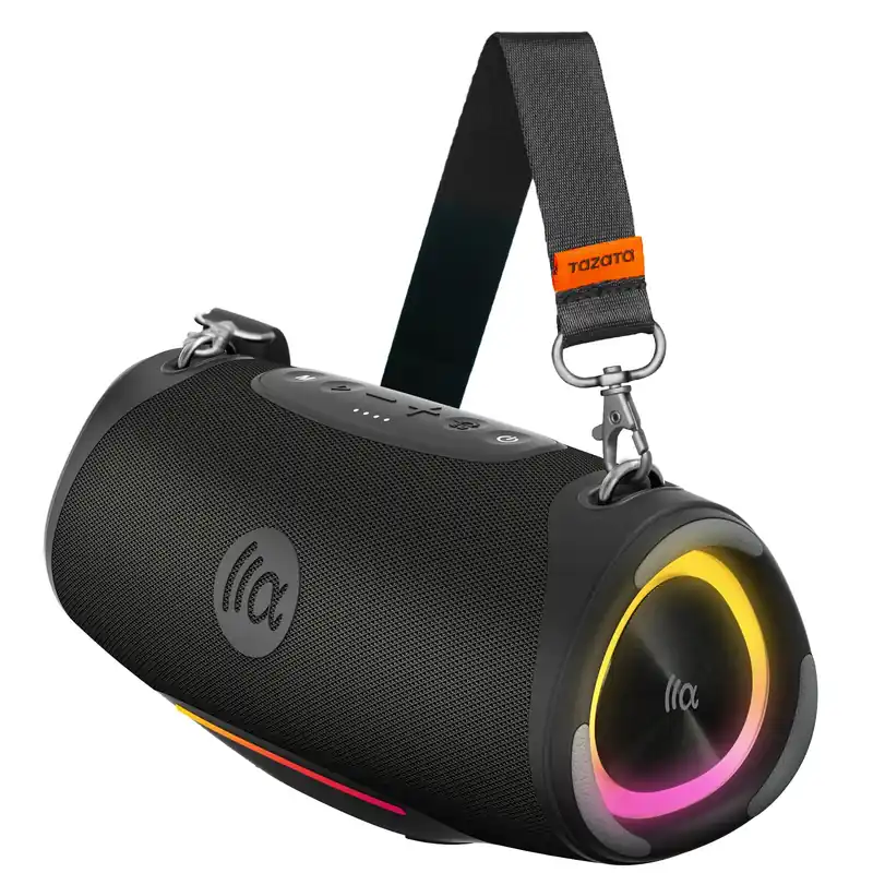 TAZATA Bluetooth Speaker Wireless, 120W Max Loud Outdoor Speaker with Deep Bass Subwoofer, IPX7 Waterproof Floating Pool Speaker, RGB Lights, 11H Playtime, Multi-Sync 100+ for Party Camping Beach