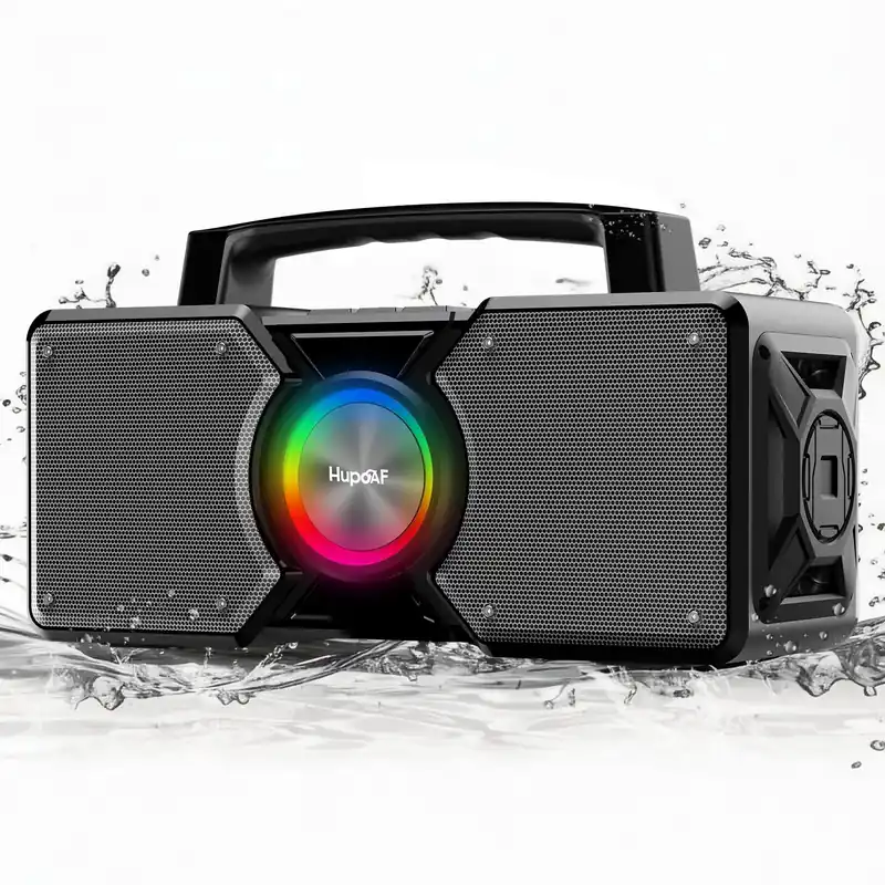 Hupoaf Speakers Bluetooth Wireless,160W Max Loud Bass Outdoor Speaker, IPX7 Waterproof, Boombox Sound, All Day Battery, Wireless TWS Pairing Speakers Portable for Party, Outsides, Beach,Garage