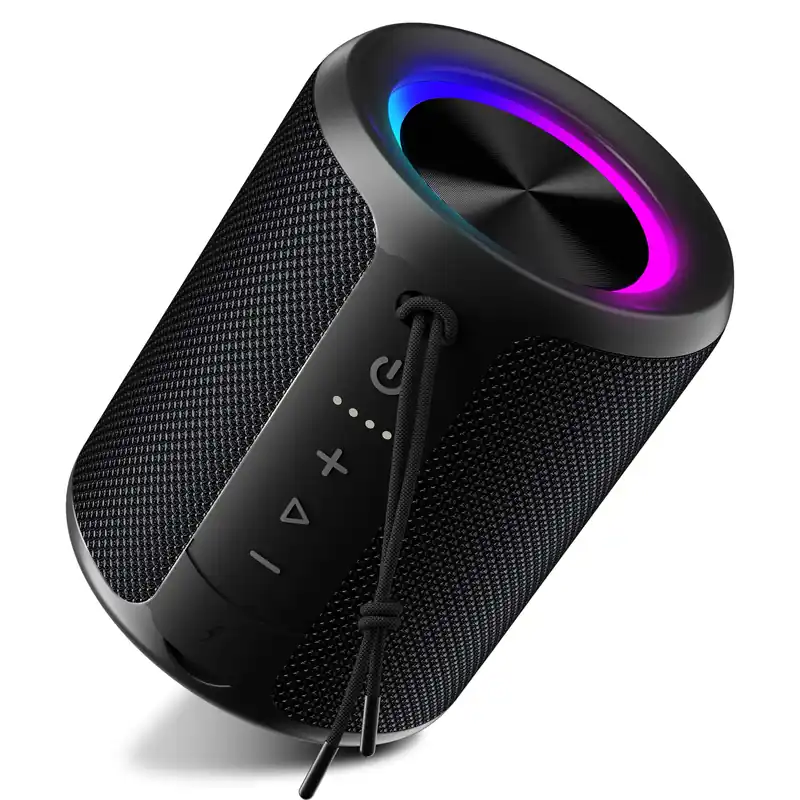 DUDGSIS Portable Bluetooth Speaker, IPX7 Waterproof Wireless Speaker with 20W Loud Stereo Sound, 15H Playtime & Beat-Synced RGB Light, Small Outdoor Speaker for Shower, Pool, Beach, Hiking and Gifts