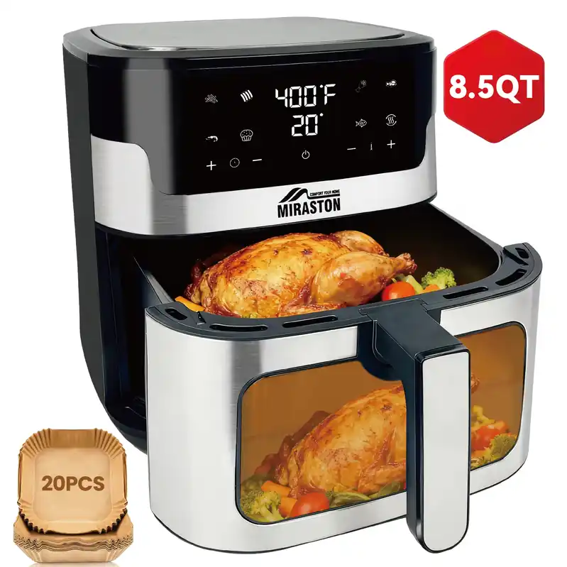 8.5QT Family Size Digital Air Fryers, BPA-Free, Smart Touchscreen with 8-Preset, Air Frying, Reheat Leftovers, Party Food