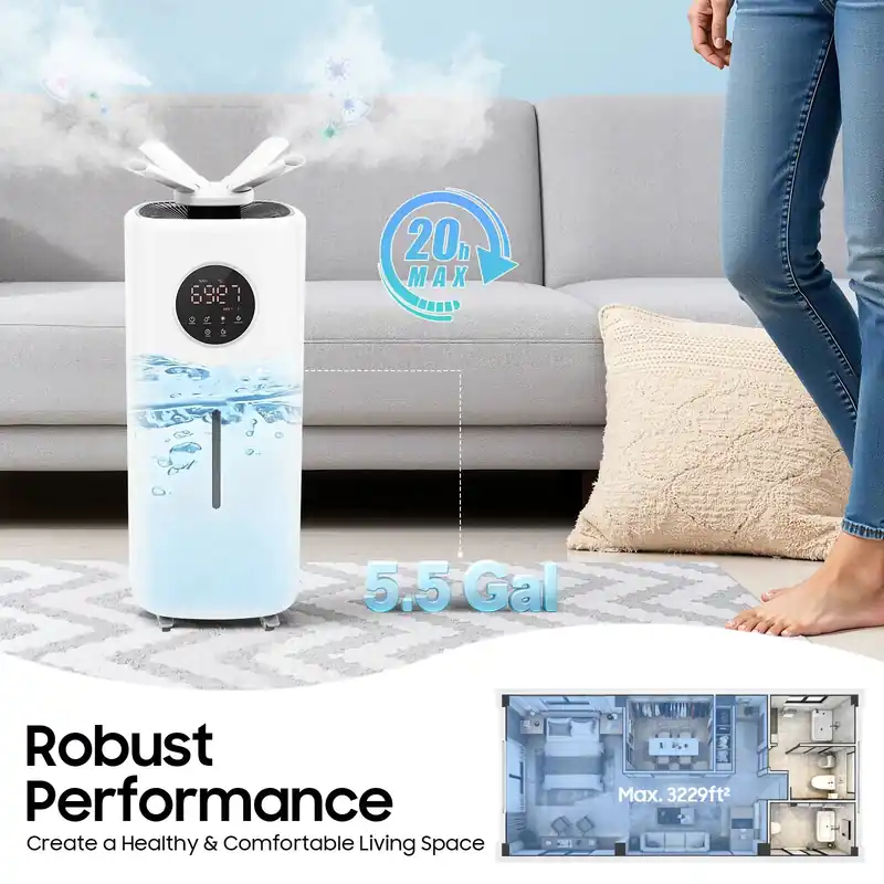 Commercial Humidifier, 5.5gal Water Tank Capacity Customizable Mist Control for Office